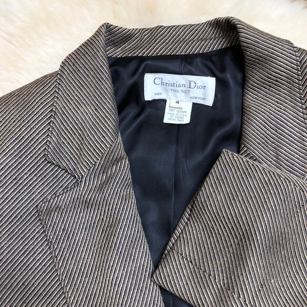Vintage 90s Christian Dior woven silk blend blazer - Picture 3 of 16